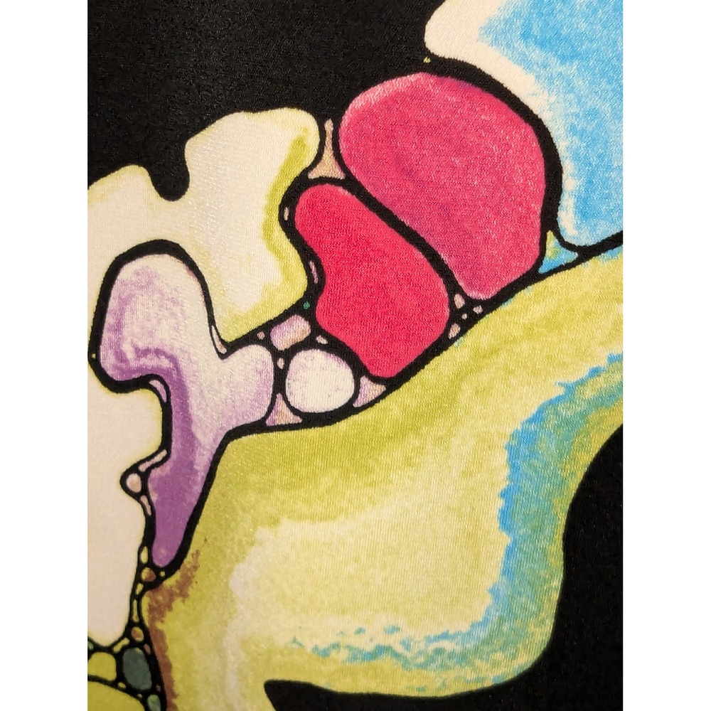 Eva Varro Black Multi Abstract Art Print Long Sleeve Keyhole Cutout Dress XL USA - Picture 5 of 10